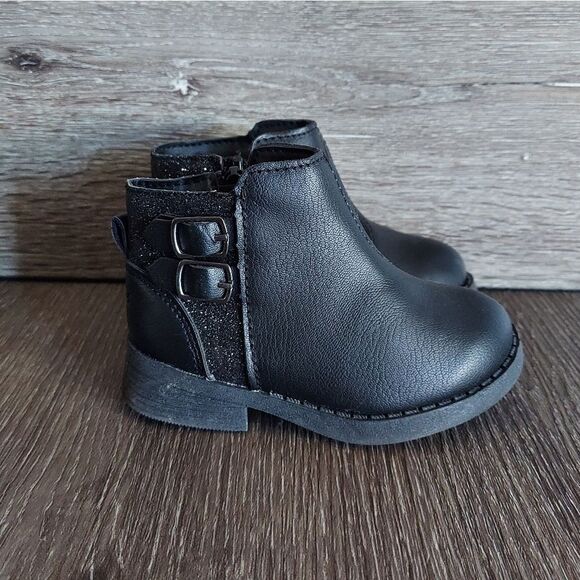 OshKosh B'gosh Banu Infant Girl's Black Ankle Boots Size 5 - Picture 1 of 8